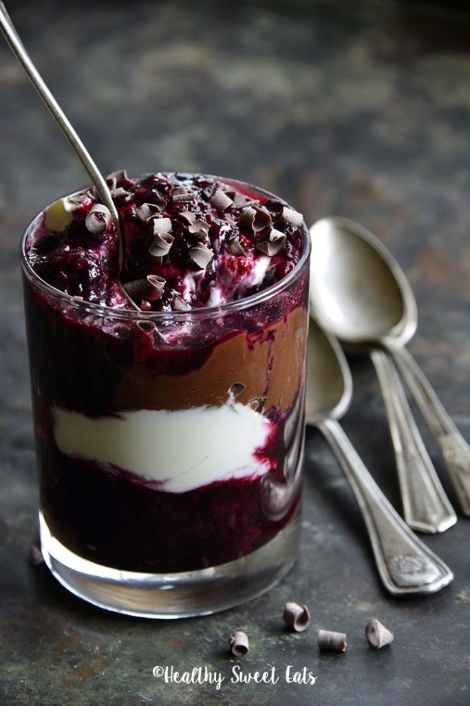 Avocado Chocolate Pudding Parfait with Easy Berry Sauce for Two 1
