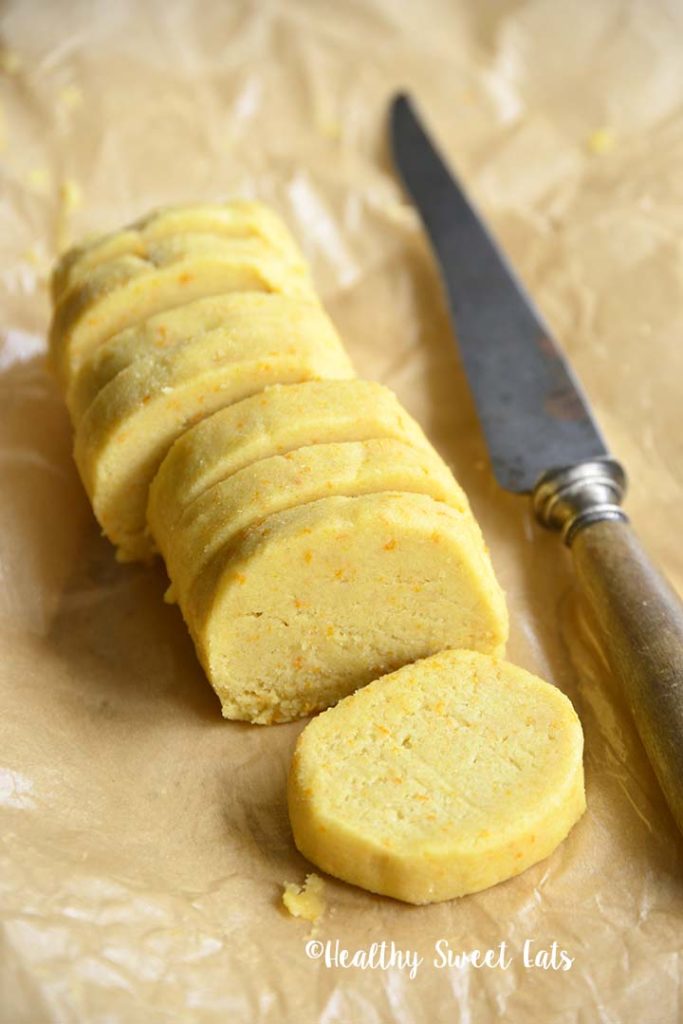 Keto Orange Shortbread Cookies Sliced Dough 683x1024
