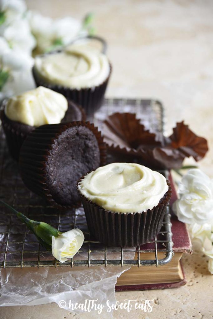 Low Carb Devil’s Food Cake Cupcakes with Crème Fraiche Frosting 1