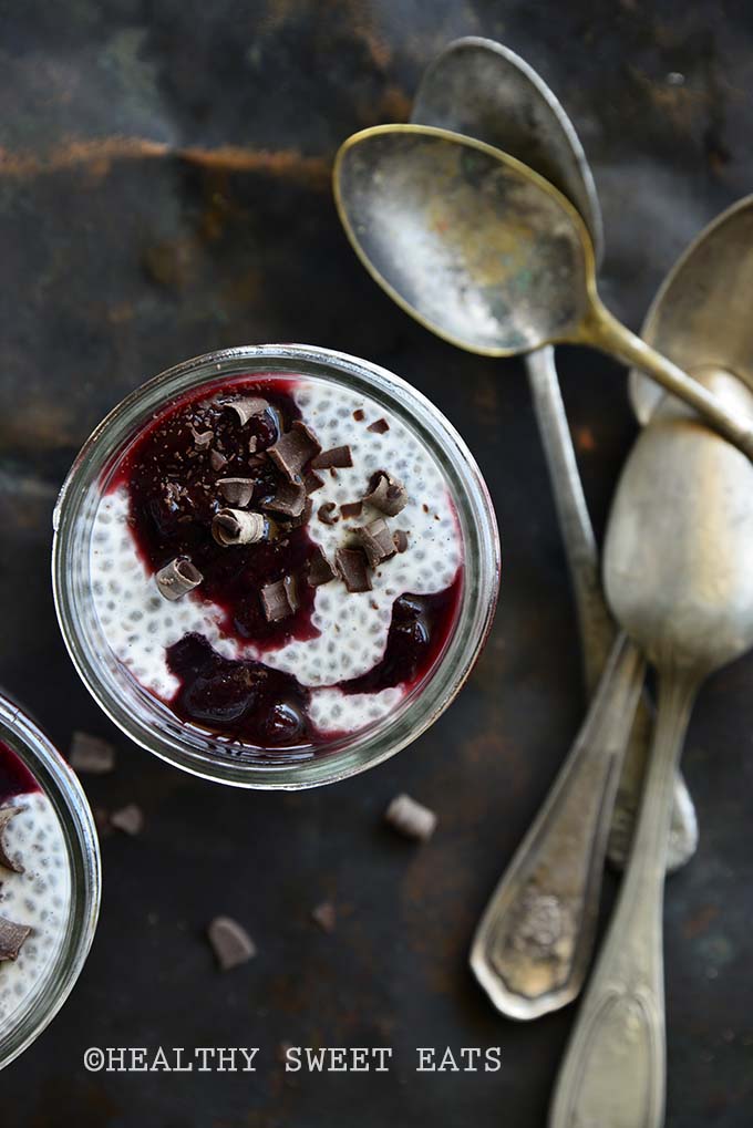 No Added Sugar Vanilla Bean Chia Pudding with Easy Cherry Sauce 1