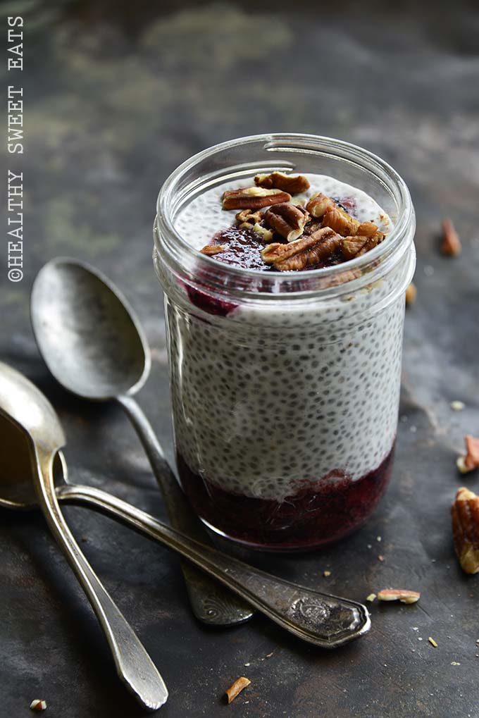 Vanilla Low Carb Chia Pudding with Fresh Blueberry Sauce 1